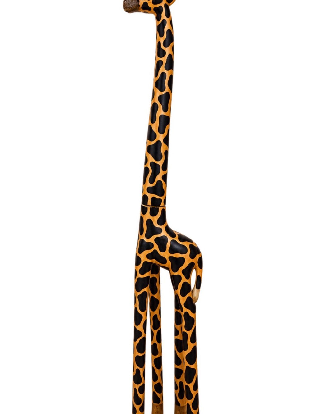 Handcrafted Tall Giraffe Wood Décor - Black and Tan